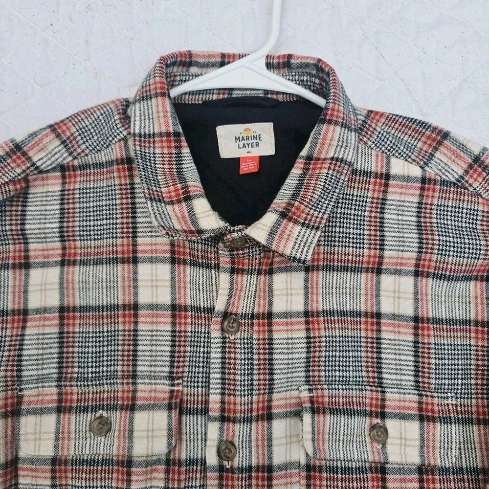 Marine Layer Camping Shirt Flannel Signature Plaid Lined Mens Medium/Large